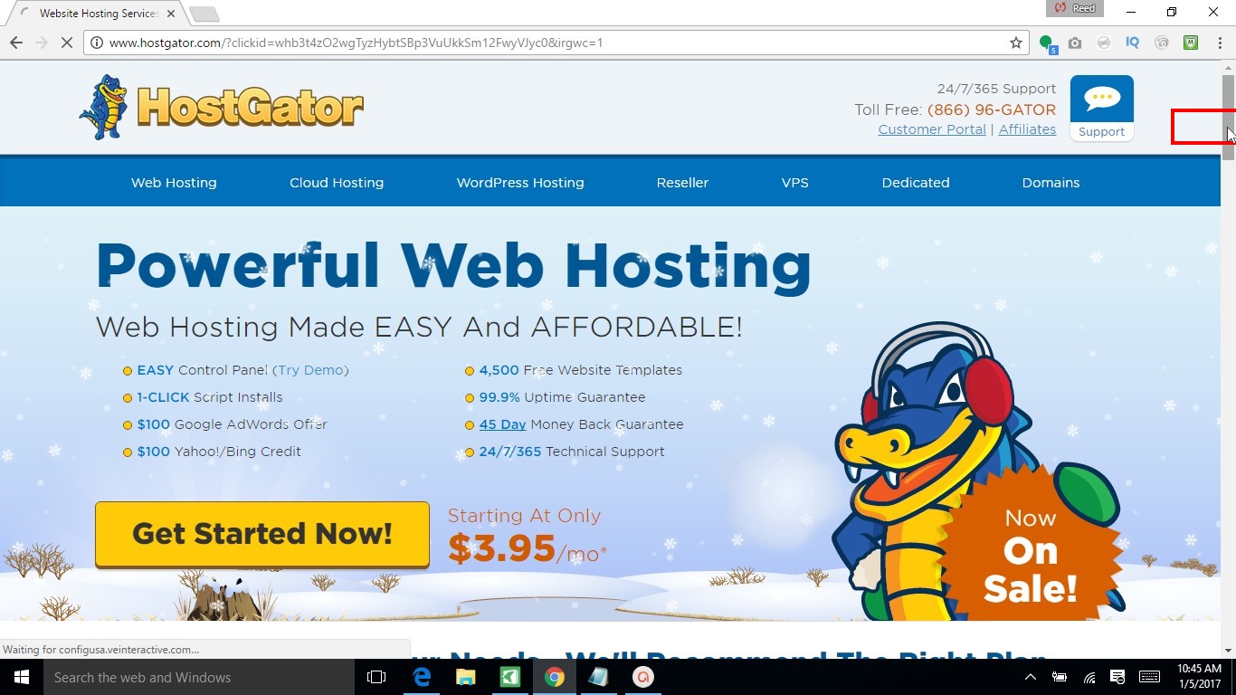 Scroll down once the Hostgator site loads